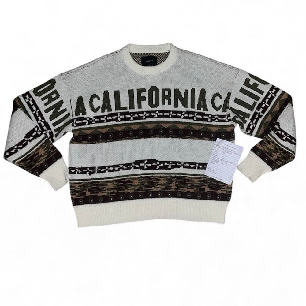 NEW PACSUN Fair Isle Crew Sweater Med California Multicolor Christmas